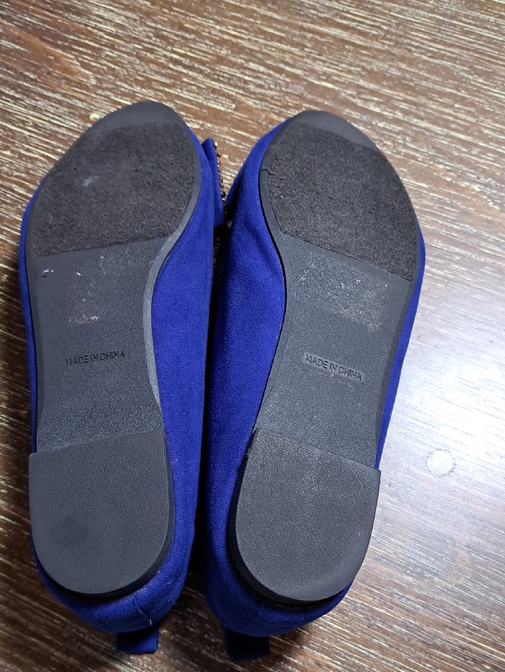 Forever 21 Shoes Women’s Cobalt Blue Faux Suede Flats Rhinestone Bow Size 9 - Picture 5 of 8
